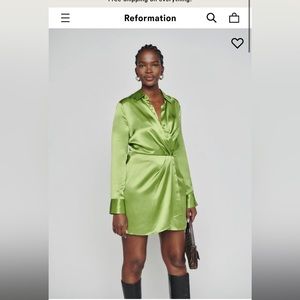 NWT Reformation Alaine Silk Dress in Avocado Size 6 Retails $248
